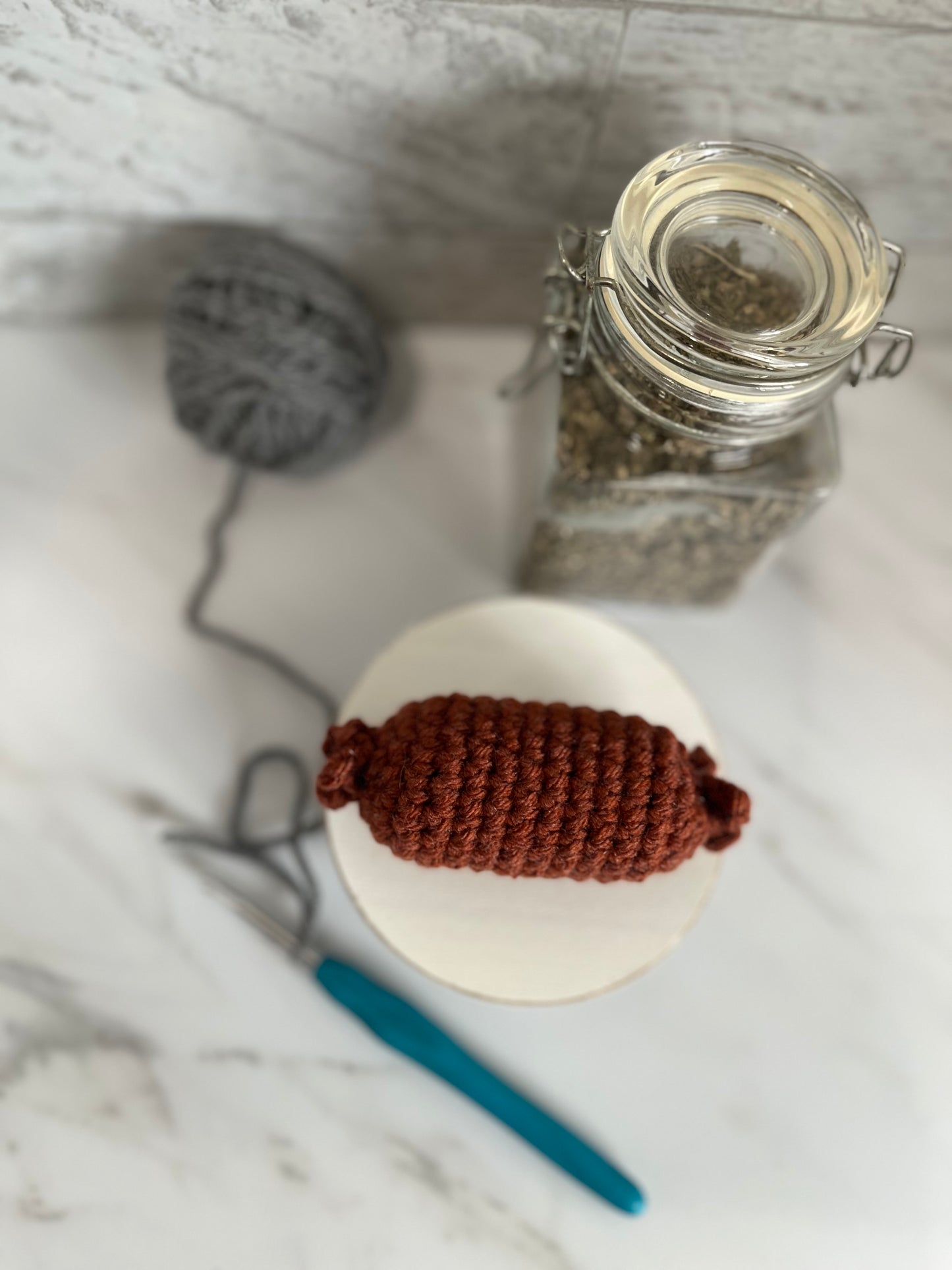 Sausage Crochet Cat Toy