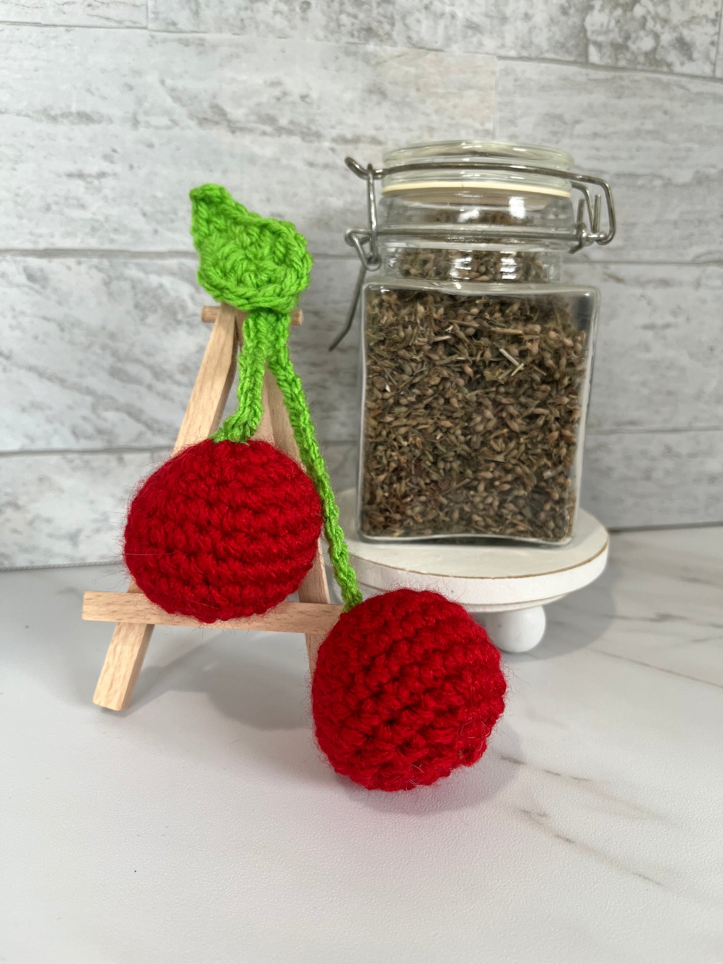 FRUIT BASKET - Cherries! Handmade Crochet Cat/Ferret Toys - Catnip, Jingle Bell, Crinkle