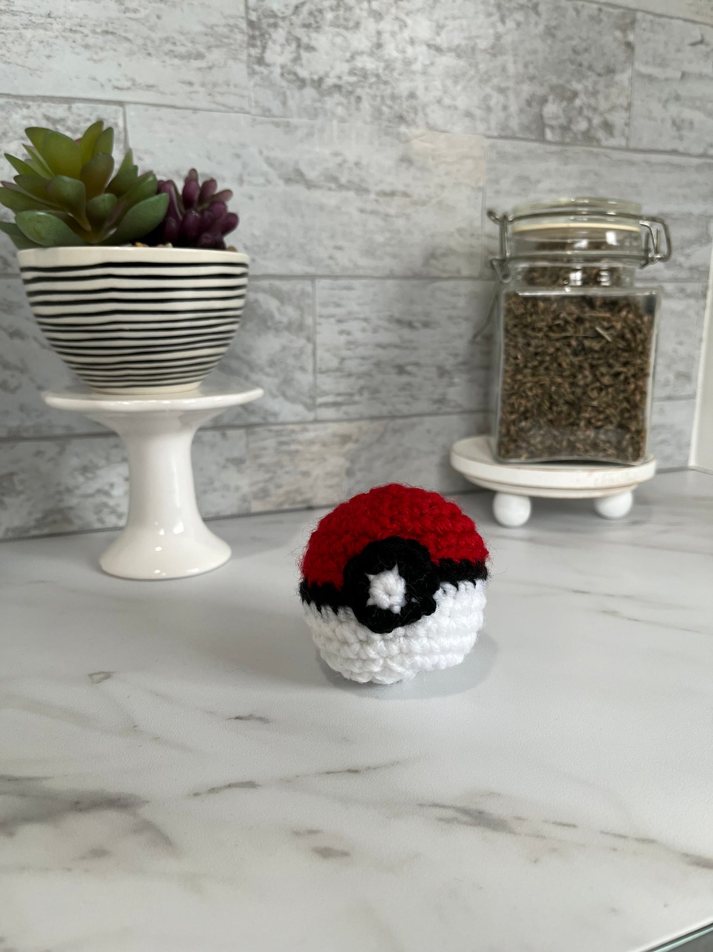 Nerdy and Pop Culture - Pokeball! Handmade Crochet Cat/Ferret Toys - Catnip, Jingle Bell, Crinkle