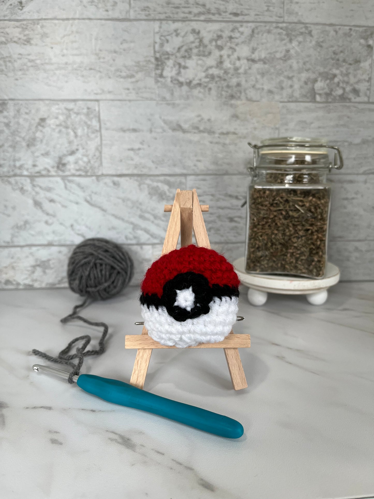 Nerdy and Pop Culture - Pokeball! Handmade Crochet Cat/Ferret Toys - Catnip, Jingle Bell, Crinkle