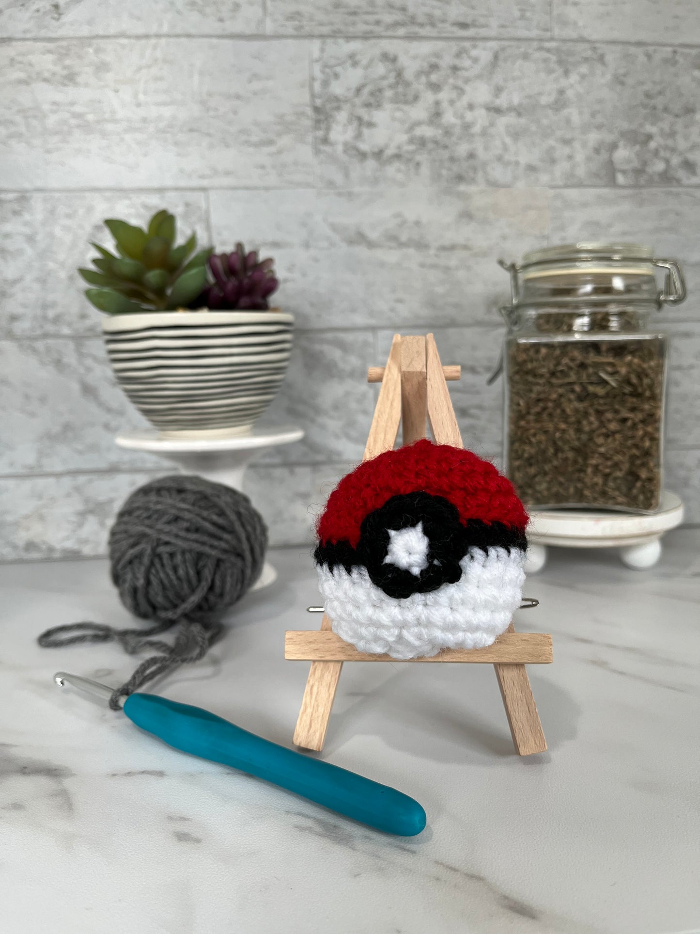 Nerdy and Pop Culture - Pokeball! Handmade Crochet Cat/Ferret Toys - Catnip, Jingle Bell, Crinkle