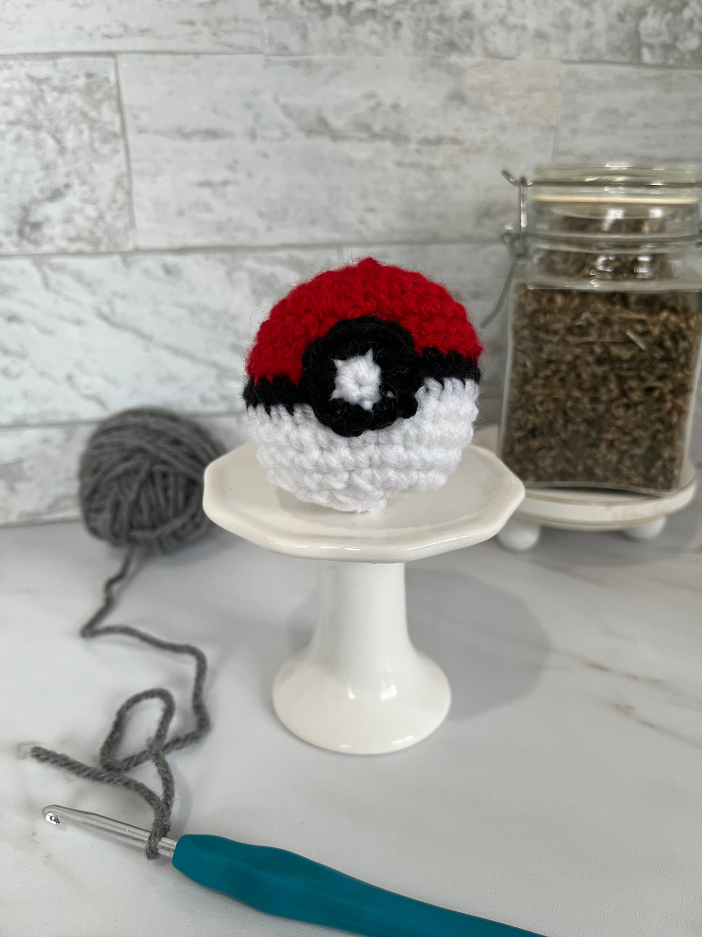 Nerdy and Pop Culture - Pokeball! Handmade Crochet Cat/Ferret Toys - Catnip, Jingle Bell, Crinkle