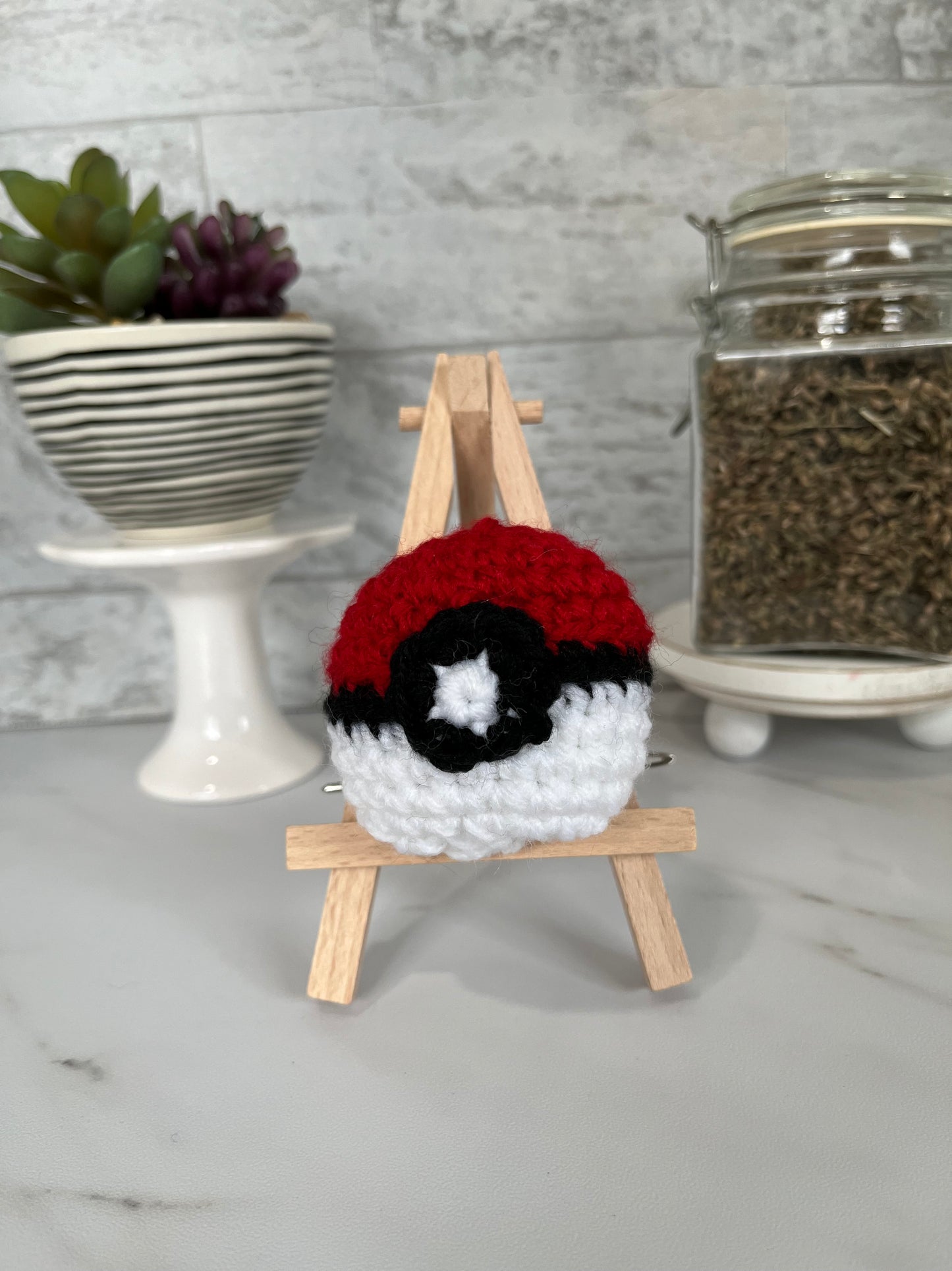 Nerdy and Pop Culture - Pokeball! Handmade Crochet Cat/Ferret Toys - Catnip, Jingle Bell, Crinkle