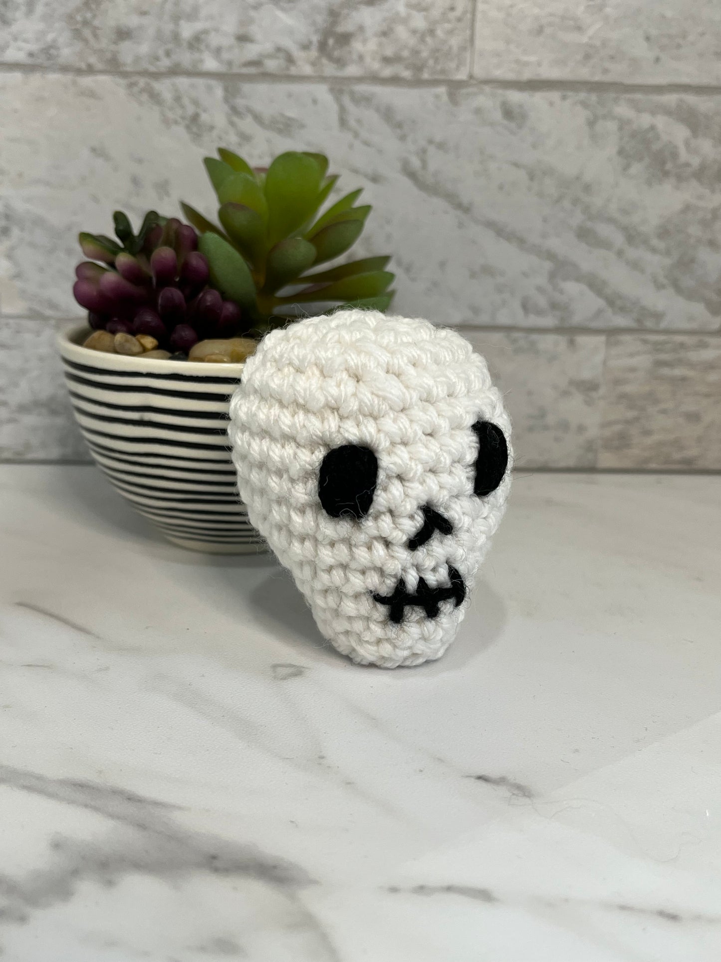 Mini Skull Crochet Cat  Toy