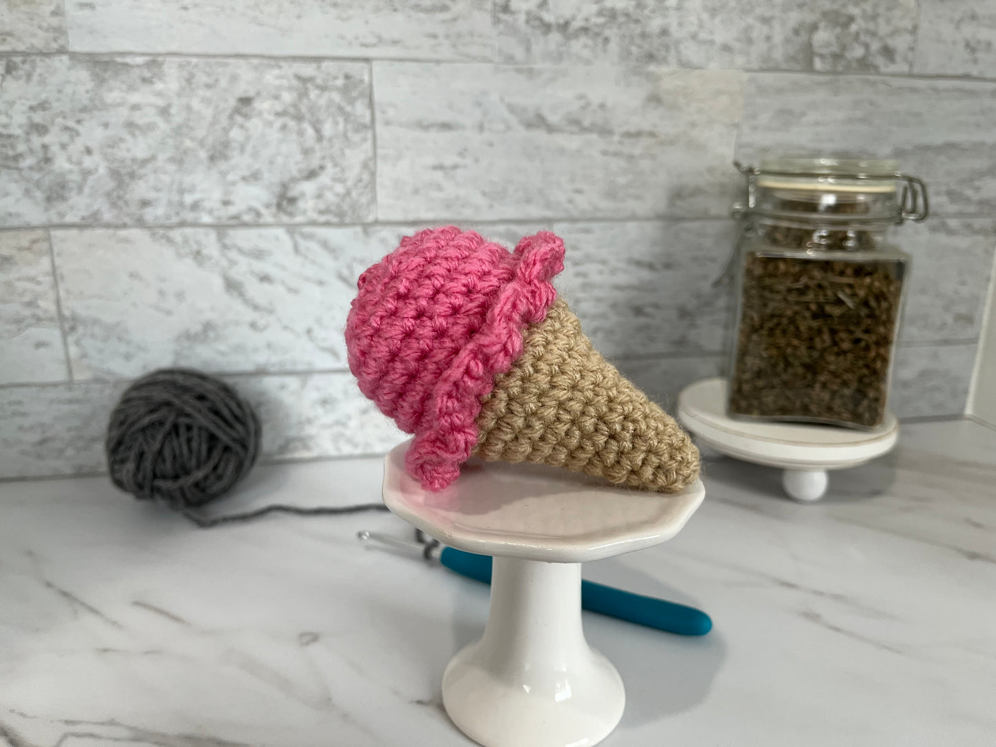 DESSERTS - Ice Cream Cone! Handmade Crochet Cat/Ferret Toys - Catnip, Jingle Bell, Crinkle