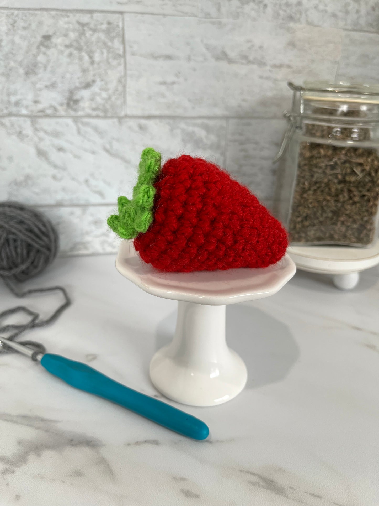 FRUIT BASKET - Strawberry! Handmade Crochet Cat/Ferret Toys - Catnip, Jingle Bell, Crinkle