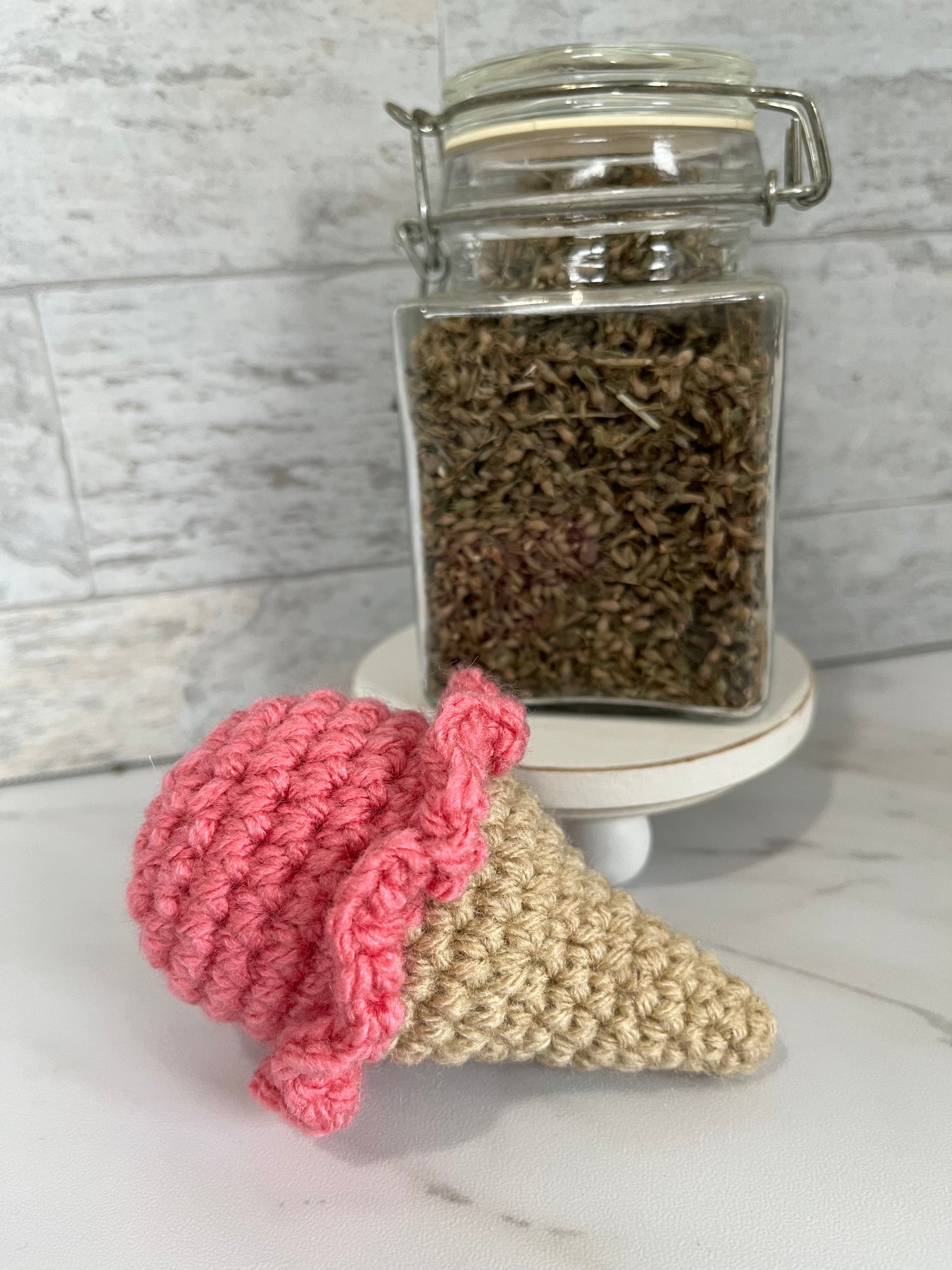 DESSERTS - Ice Cream Cone! Handmade Crochet Cat/Ferret Toys - Catnip, Jingle Bell, Crinkle