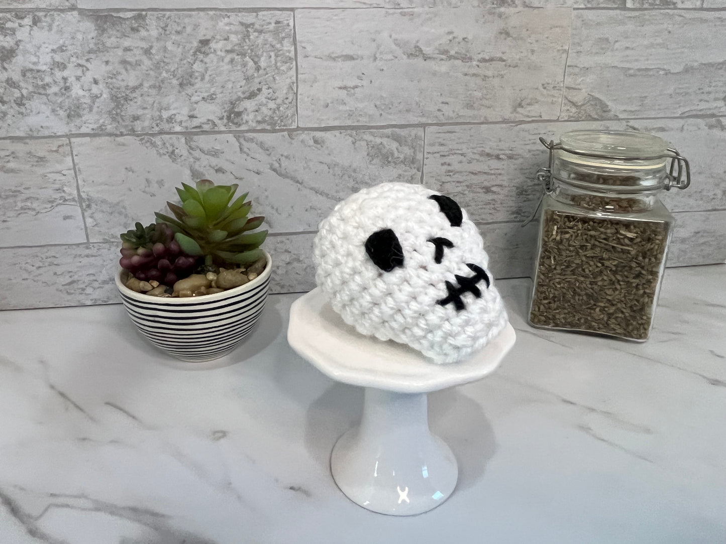 Mini Skull Crochet Cat  Toy