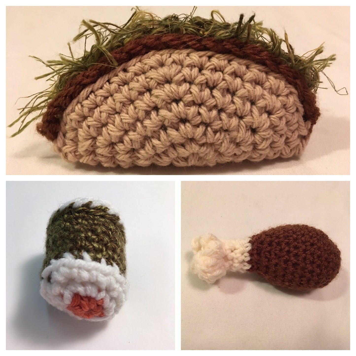 DINNERS - Sushi! Handmade Crochet Cat/Ferret Toys - Catnip, Jingle Bell, Crinkle